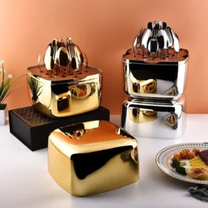 410 Creative Lucky Box Dinnerware Set Household With Gold And Silver Egg Storage Box 24 Pieces