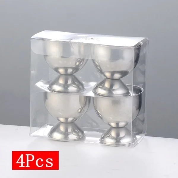 4pcs Egg Holder Stainless Steel Eggs Cup Stand Tool Caviar Cup Breakfast Egg Holder Banquet Eggs 4