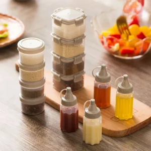 4pcs Plastic Sauce Squeeze Bottle Mini Seasoning Box Salad Dressing Containers Outdoor Portable Barbecue Spice Jar