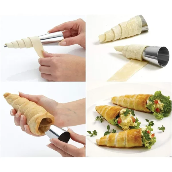 5 10pcs Conical Tube Cone Roll Moulds Spiral Croissants Molds Cream Horn Mould Pastry Mold Cookie 2