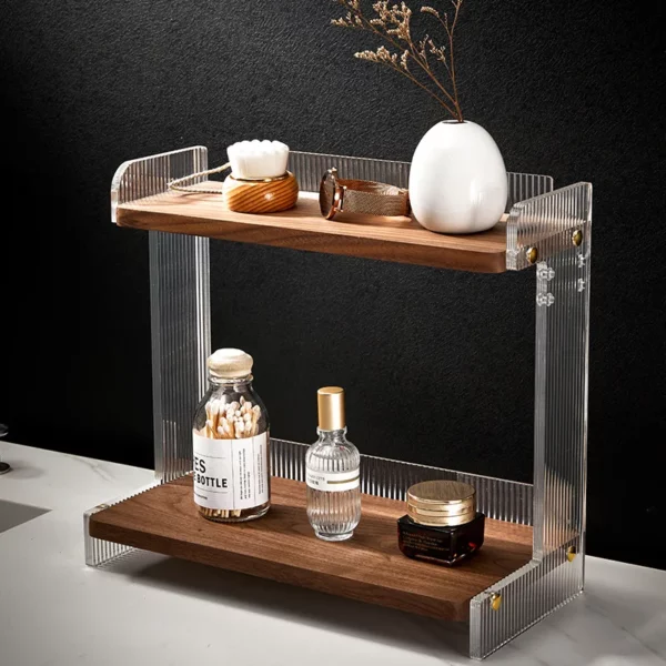 Acrylic Walnut Space Aluminum Storage Rack Bathroom Storage Rack Dresser Makeup Storage Rack Storage Tray Kitchen