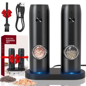 Automatic Pepper Grinder Salt And Pepper Grinder Usb Rechargeable Adjustable Coarseness Spice Mill With Led Light