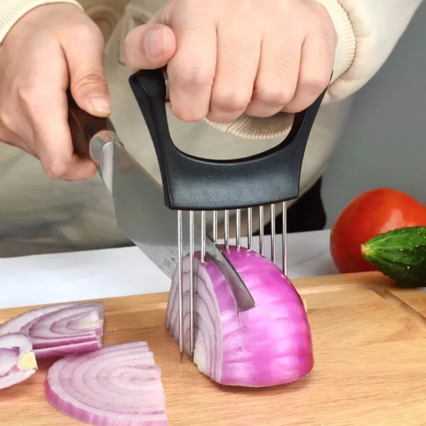 Creative Onion Slicer Stainless Steel Loose Meat Needle Tomato Potato Vegetables Fruit Cutter Safe Aid Tool 1