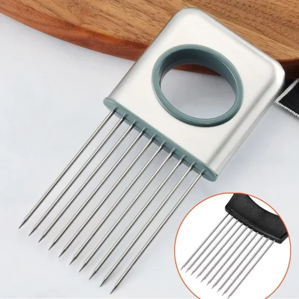 Creative Onion Slicer Stainless Steel Loose Meat Needle Tomato Potato Vegetables Fruit Cutter Safe Aid Tool 3