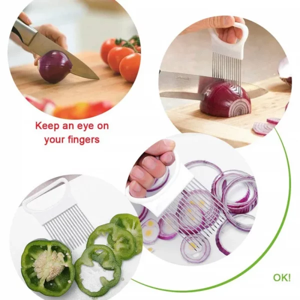 Creative Onion Slicer Stainless Steel Loose Meat Needle Tomato Potato Vegetables Fruit Cutter Safe Aid Tool 4