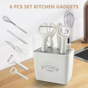 Kitchen Gadgets Combined Set With Storage Holder Peeler Scissors Egg Beater Fruit Knife Bottle Opener Vegetables