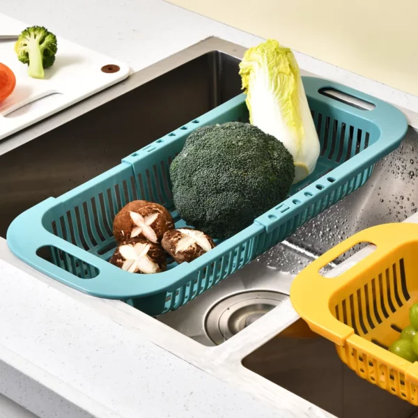 Kitchen Organizer Soap Sponge Holder Adjustable Vegetable Drain Basket Telescopic Drain Rack Sink Rack Kitchen Gadgets 2