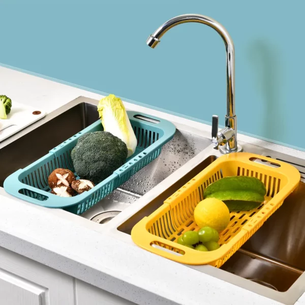 Kitchen Organizer Soap Sponge Holder Adjustable Vegetable Drain Basket Telescopic Drain Rack Sink Rack Kitchen Gadgets 3