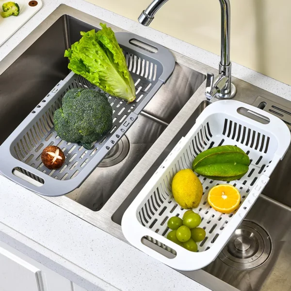 Kitchen Organizer Soap Sponge Holder Adjustable Vegetable Drain Basket Telescopic Drain Rack Sink Rack Kitchen Gadgets