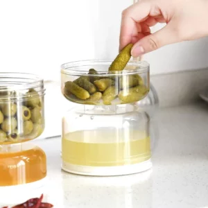 Sealed Jar For Pickle Home Wet And Dry Separation Pickle Jar With Flip Container And Strainer