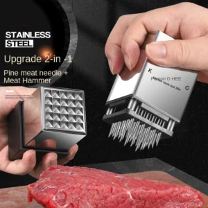 Stainless Steel Steak Tender Needle Household Kitchen Tool Double Sided Meat Lifter Meat Hammer Knock Meat