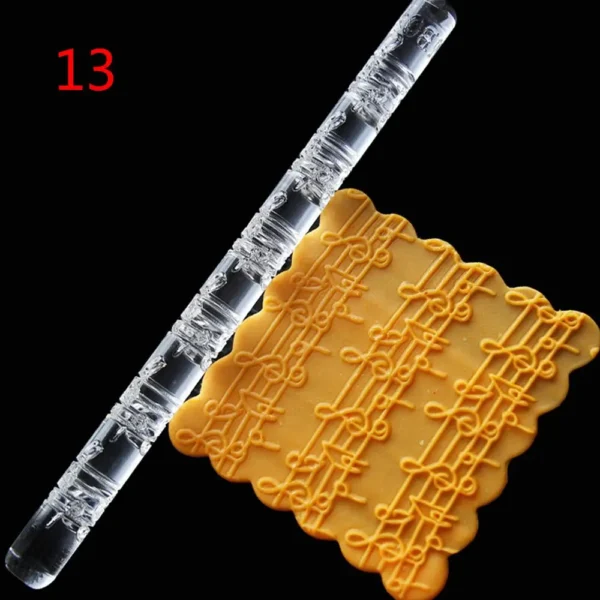 1 Pc 14 Styles Acrylic Rolling Pin Designed Fondant Cake Impression Pastry Roller Embossing Diy Baking