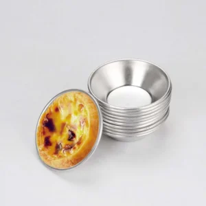 10pcs Set Aluminum Portuguese Style Round Egg Tart Cupcake Mould Fruit Cake Die Mold Small Baking