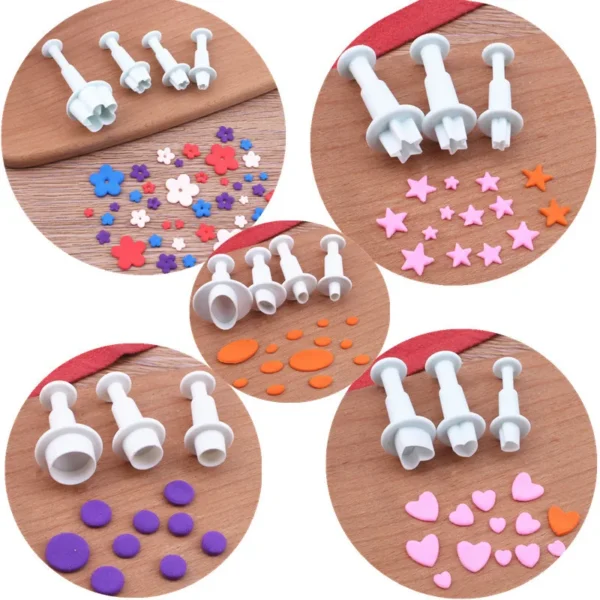 3pcs Heart Five Pointed Star Square Pattern Plunger Fondant Biscuit Cookies Cutter Mold Sugarcraft Diy Mold