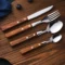 4pc Set Knife Fork Spoon With Wood Handle Tableware Stainless Steel Cutlery Western Food Dessert Kitchen