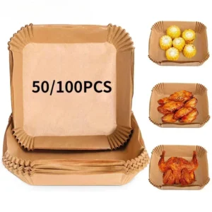 50 100pcs Air Fryer Disposable Paper Square Round Baking Paper Barbecue Plate Nonstick Mat Kitchen Oven