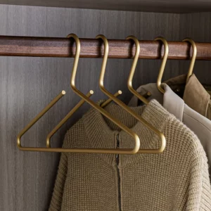 5pcs Coat Hangers Solid Aluminum Alloy Seamless Matte Gold Clothes Hanger Trousers Sweater Storage Racks Wardrobe