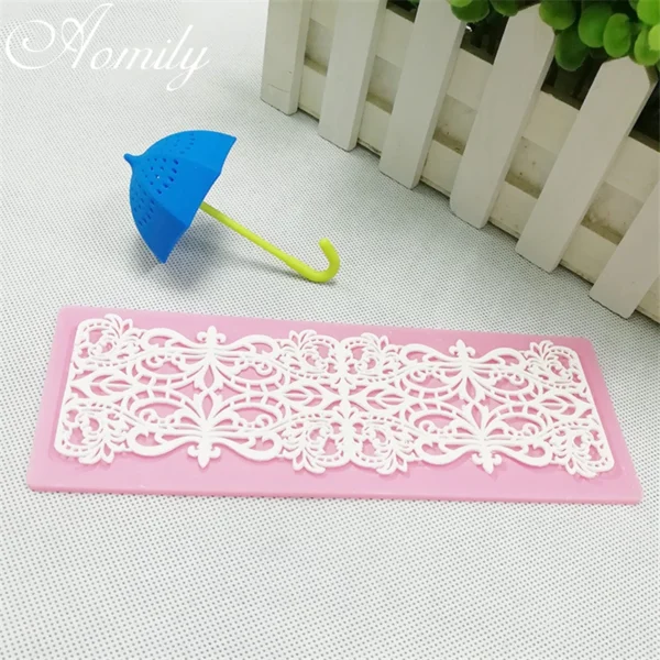 Aomily Flower Lace Cake Silicone Fondant Mold Sugar Craft Icing Mat Pad Baking Cake Decorating Tools