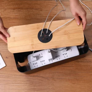 Case Organizer Bamboo Dustproof Cable Storage Home Case Winder Wire Cable Socket Storage Power Line Organizer